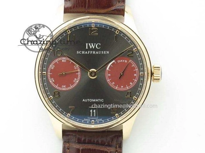 MIROTIME 0505 Portuguese Real PR IW500127 RG ZF 1:1 Best Edition Grey Red Dial On Brown Leather Strap A52010 V AllSeason 7331